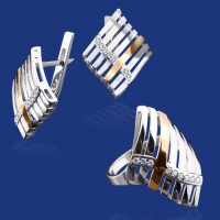 Серебряный гарнитур с золотом бц-170