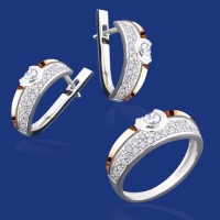 Срібний гарнітур з золотом бц-175