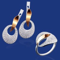 Серебряный гарнитур с золотом бц-176