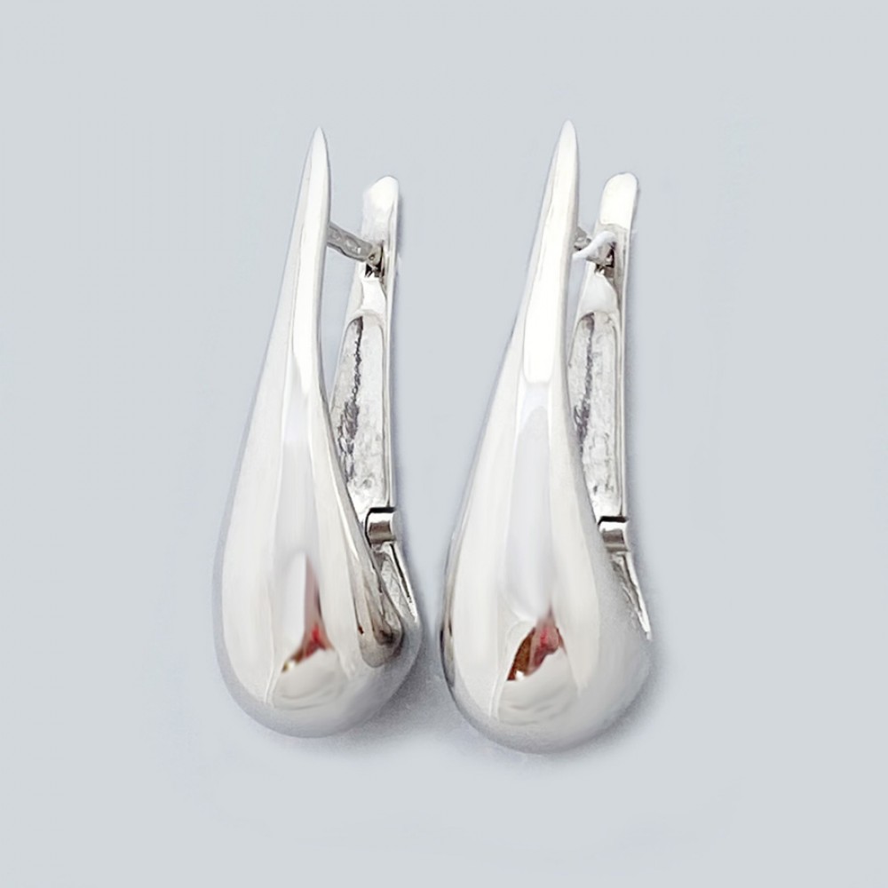 Срібні стильні сережки на англійському замку ЛС-2837р