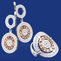 Серебряный гарнитур с золотом бц-022