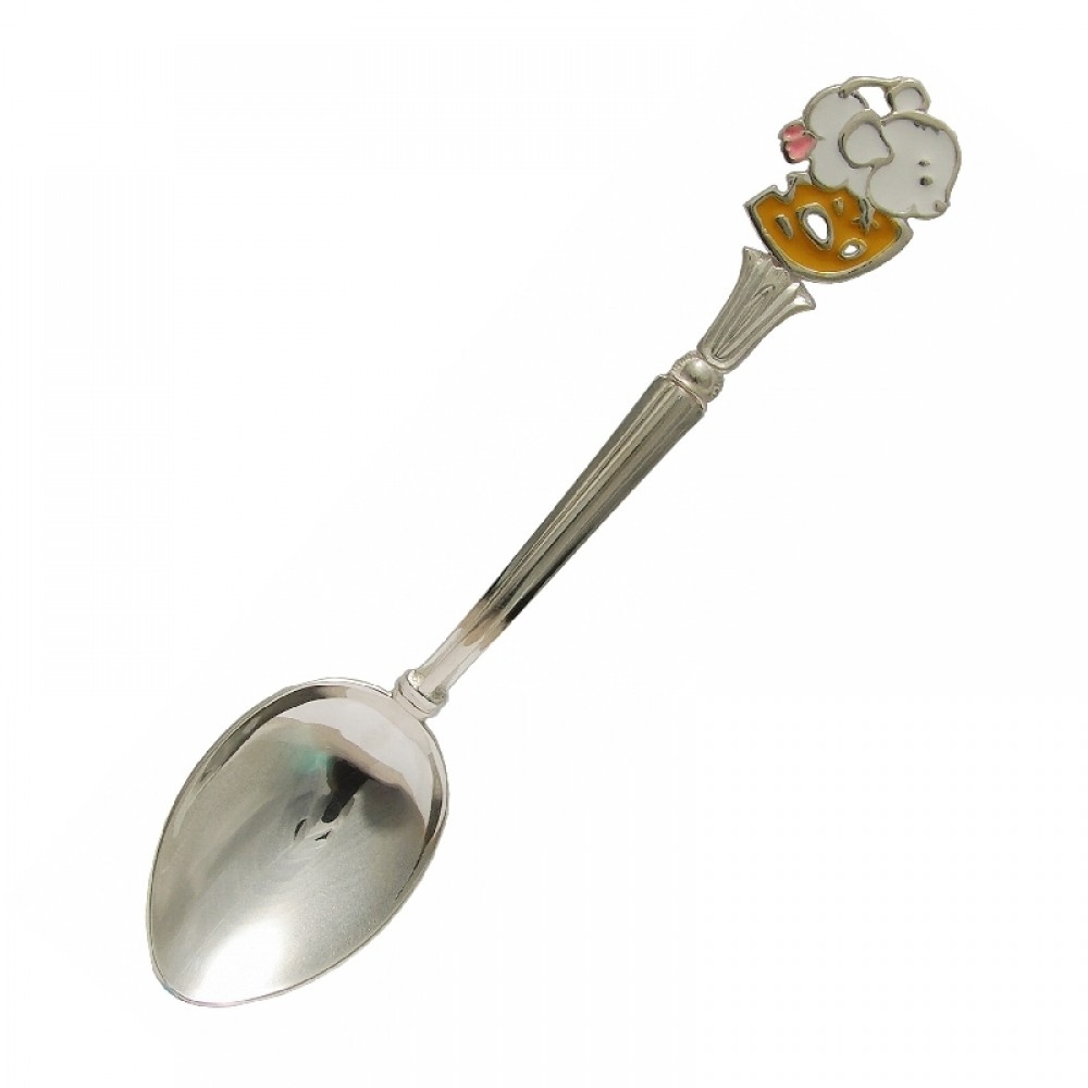 Серебряная ложка детская Мышка на годик 925 проба