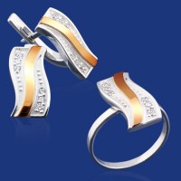 Серебряный гарнитур с золотом бц-035