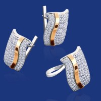 Серебряный гарнитур с золотом бц-174