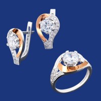 Серебряный гарнитур с золотом бц-199