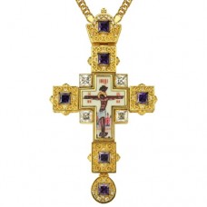 Крест латунный с цепью в позолоте со вставками и принтом 2.10.0155ЛП-21ЛП