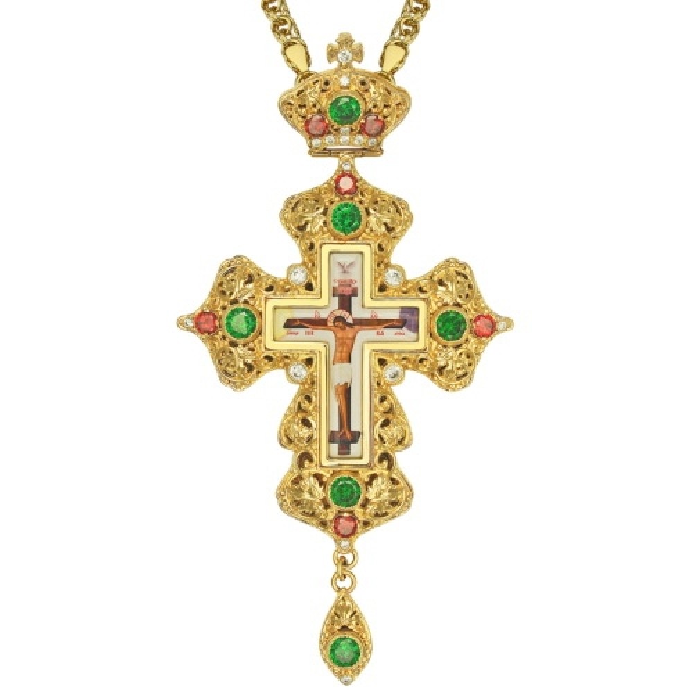 Крест наперсный латунный с украшениями 2.10.0163ЛП-21ЛП