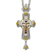 Крест латунный с принтом и цепью 2.10.0178Л-21Л