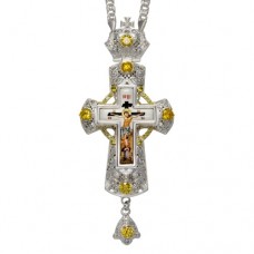 Крест латунный с принтом и цепью 2.10.0178Л-21Л