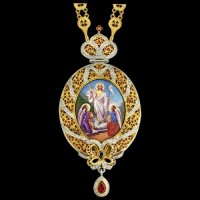 Панагия серебряная с финифтьевым образом и цепью аг-2.7.0505-135П