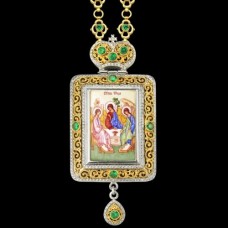 Панагия серебряная с финифтьевым образом и цепью аг-2.7.0513-162П