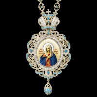 Панагия латунная в позолоте со вставками и латунным принтом аг-2.7.0602ЛП-2
