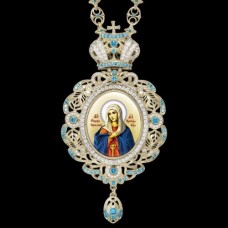 Панагия латунная в позолоте со вставками и латунным принтом аг-2.7.0602ЛП-2