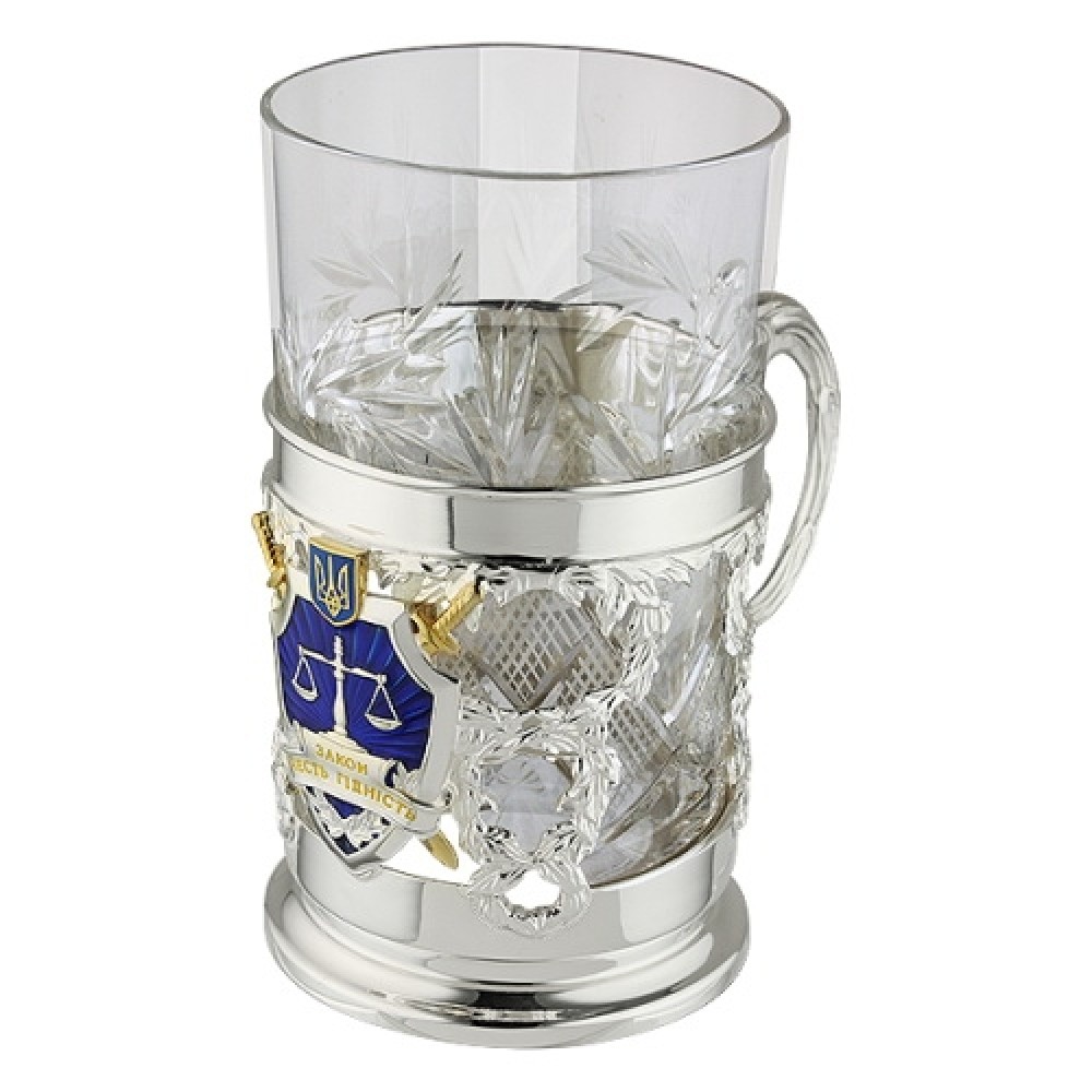 Подстаканник серебряный Закон, честь и достоинство аг-2.8.0199