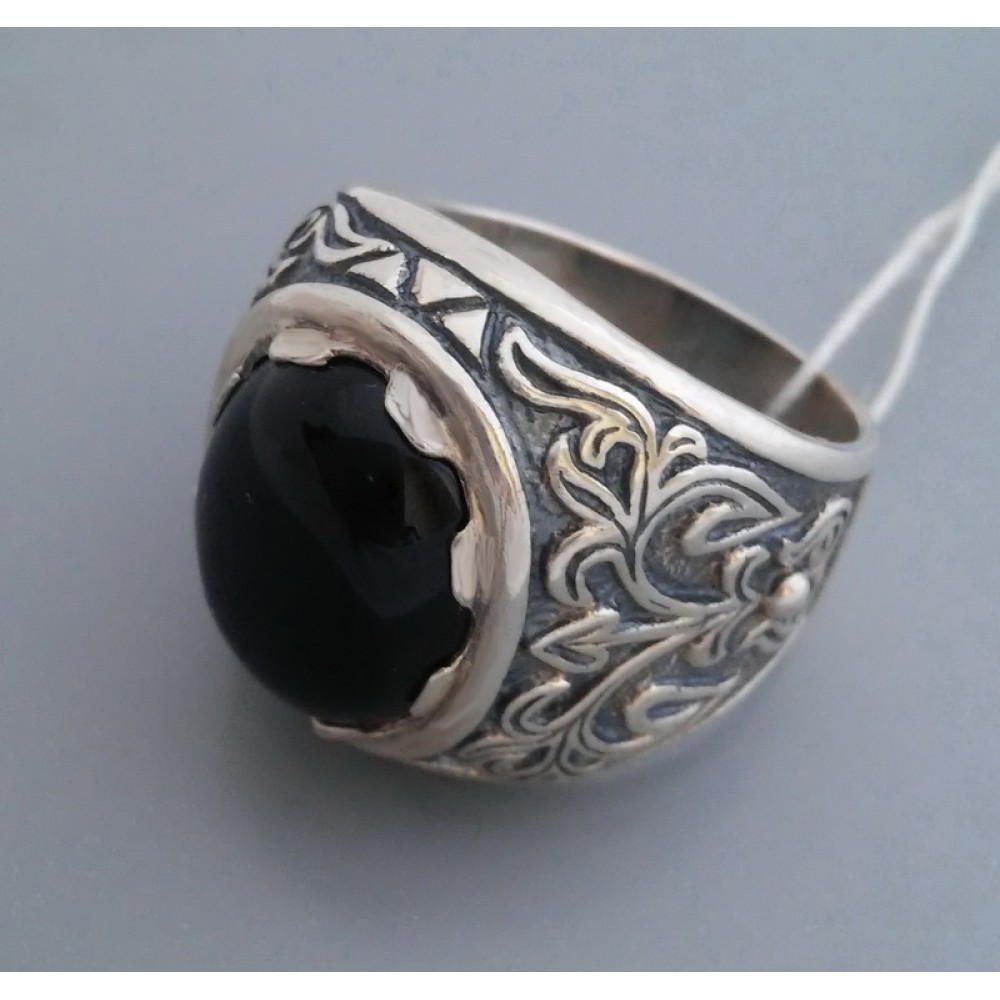 Срібний перстень з обсидіаном бр-2111127