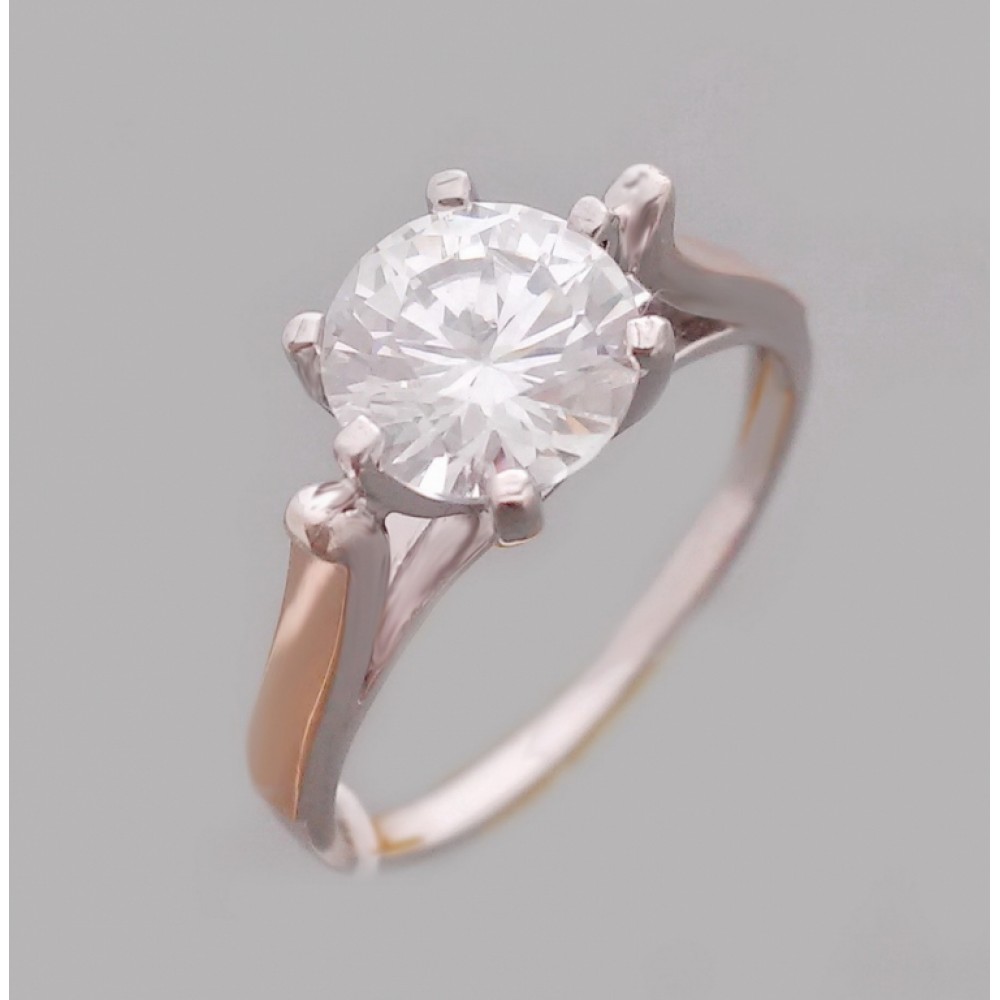 Серебряное кольцо с золотой накладкой бр-2113569