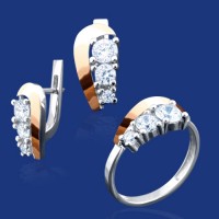 Серебряный гарнитур с золотом бц-212