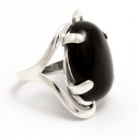 Срібна каблучка жіноча з чорним каменем Доротея бр-2150129