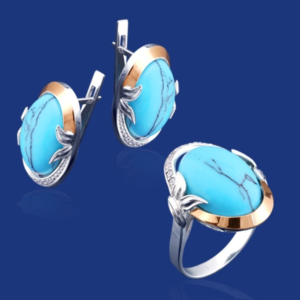 Срібний гарнітур з золотом бц-224