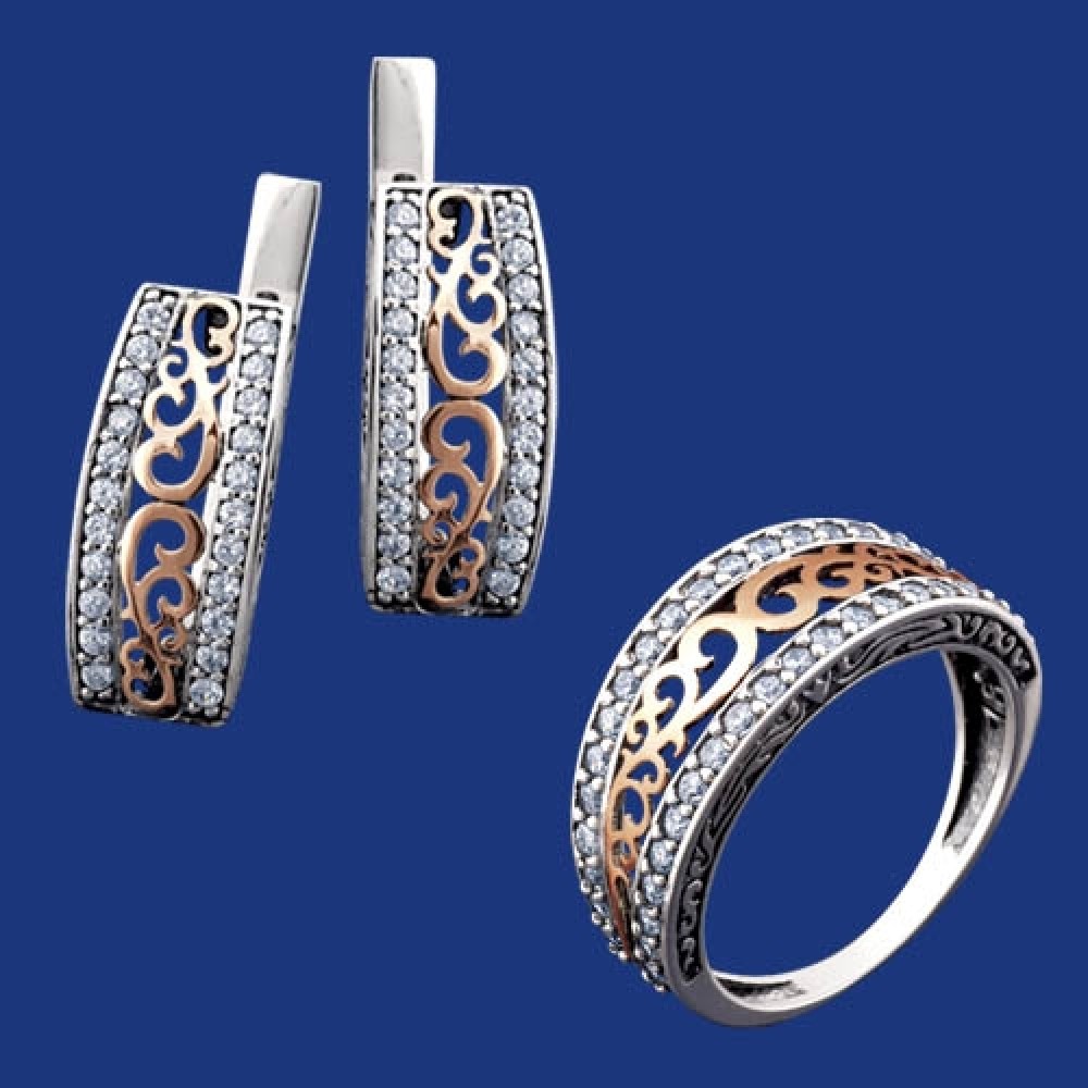 Срібний гарнітур з золотом бц-238