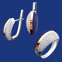 Срібний гарнітур з золотом бц-251