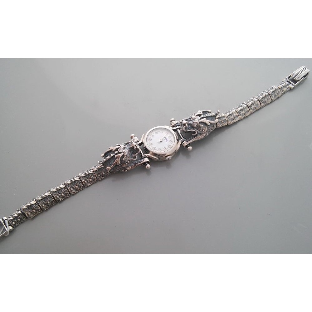 Серебряные часы "Драконы" бр-ч0001