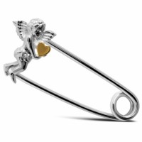 Серебряная булавка с золотой накладкой "Ангелок" ЛЗ-72005