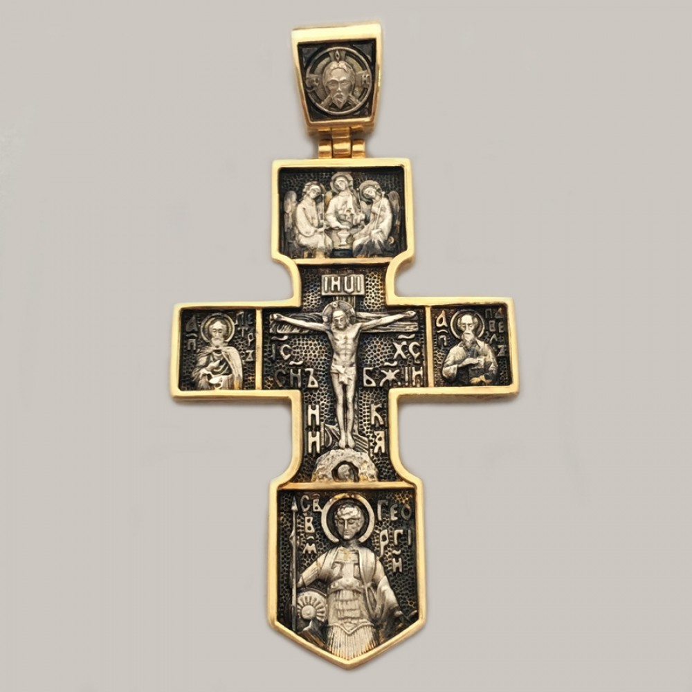 Хрест зі срібла 925 з позолотою великий ЛЗ-34020