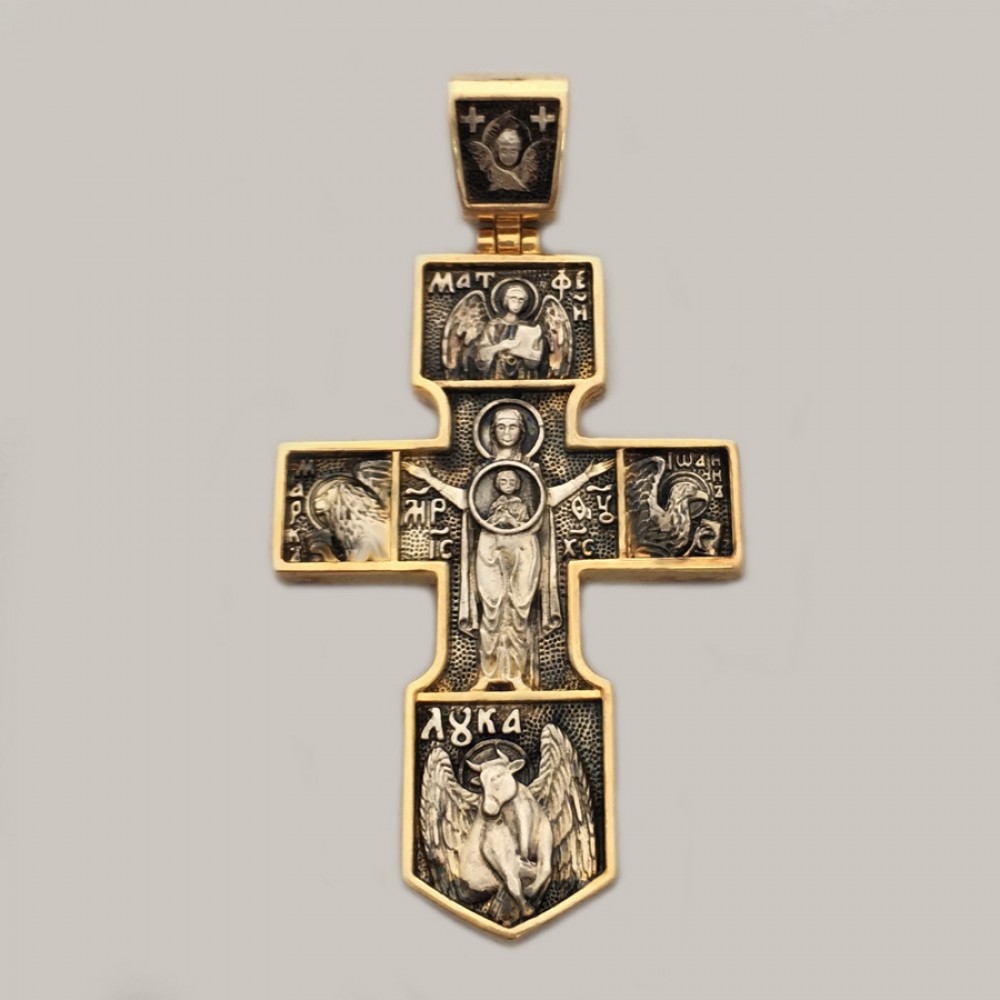 Хрест зі срібла 925 з позолотою великий ЛЗ-34020