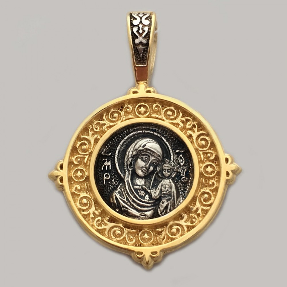 Срібна ладанка з частковою позолотою Пречиста Діва Марія ЛЗ-34039пч