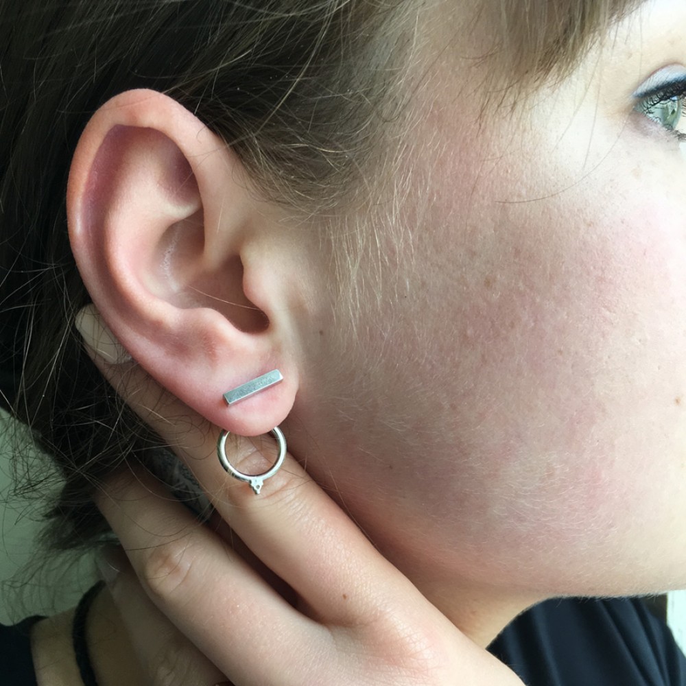 Серебряные серьги- джекеты ЮМ-20395