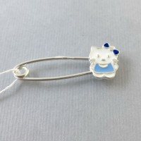 Серебряная детская булавка "Котик" БР-6100073