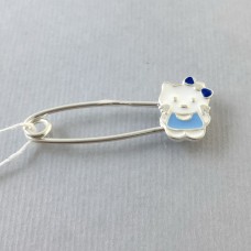Серебряная детская булавка "Котик" БР-6100073