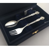 Набор серебряных приборов для ребенка Ангел Хранитель 2 предмета (ложка+вилка) БР-282434
