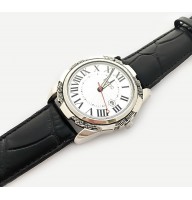 Серебряные мужские часы на кожаном ремешке БР-0005671