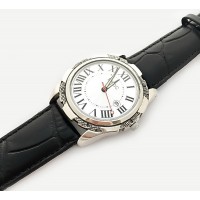 Серебряные мужские часы на кожаном ремешке БР-0005671