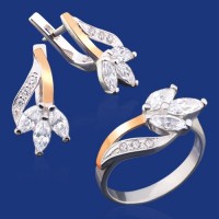 Серебряный гарнитур с золотом бц-001