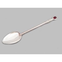 Срібна ложка с красним камінчиком хю-020006