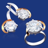 Серебряный гарнитур с золотом бц-034