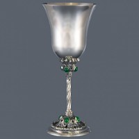 Срібний келих винний зі вставкою малахіт 175мл хю-040022