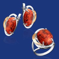 Серебряный гарнитур с золотом бц-066