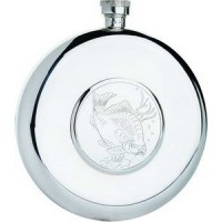 Серебряная фляга круглая Рыба ХЮ-080118