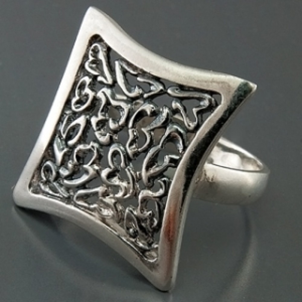 Серебряное кольцо "Подушка" 081414