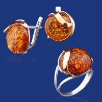 Срібний гарнітур з золотом бц-154