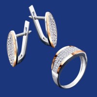 Серебряный гарнитур с золотом бц-198