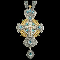 Крест наперсный серебряный с финифтьевым распятием и цепью 2.10.0091-148