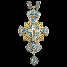 Крест наперсный серебряный с финифтьевым распятием и цепью 2.10.0091-148