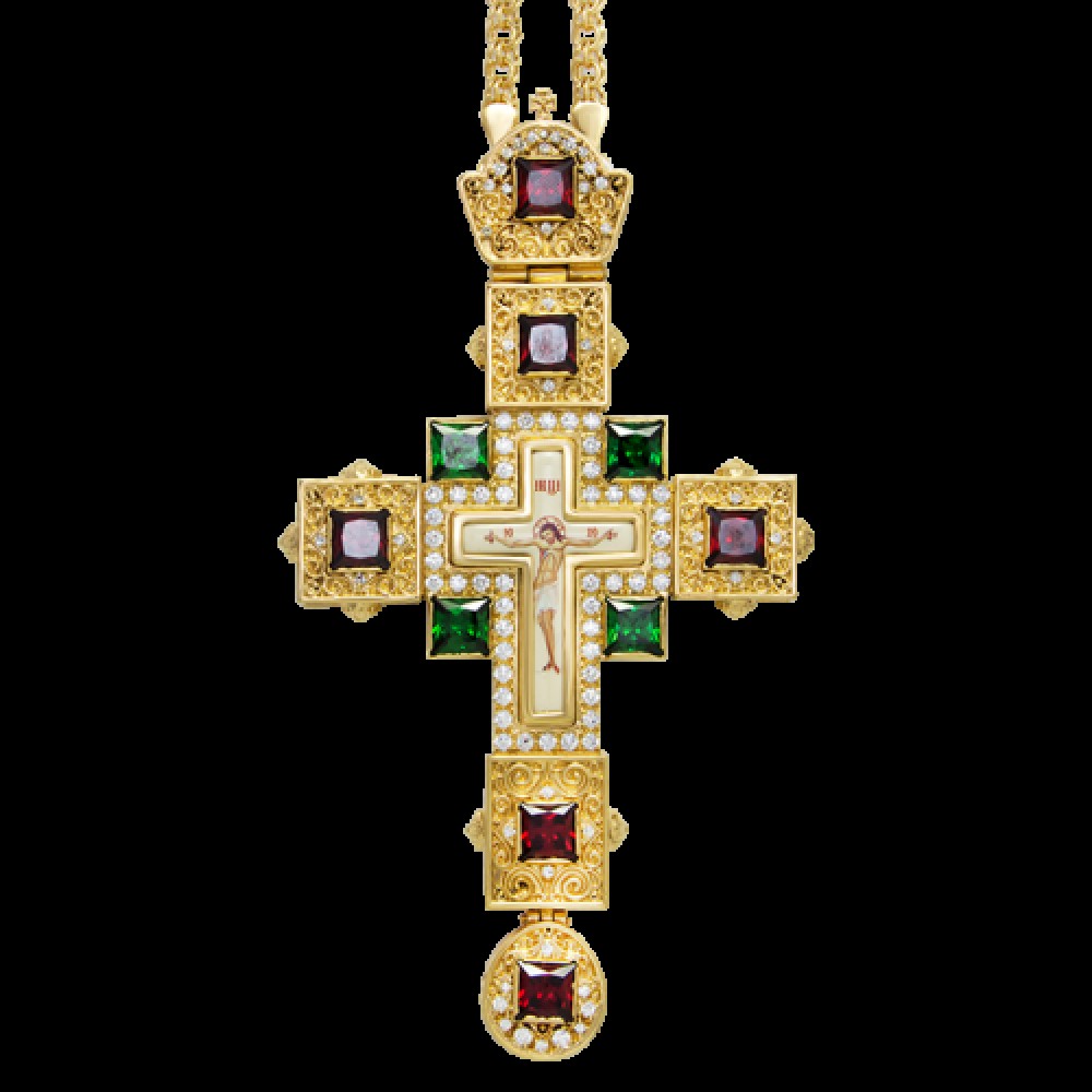 Крест наперсный латунный в позолоте с цепью 2.10.0099ЛП-21ЛП