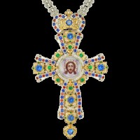 Крест наперсный серебряный с финифтьевым распятием 2.10.0125-1