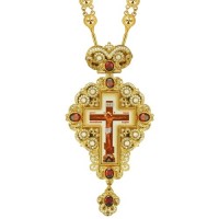 Крест латунный в позолоте со вставками и принтом 2.10.0149ЛП-2